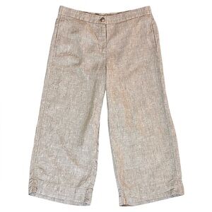 J.Jill Love Linen Wide-Leg Straight Tan Neutral Crop Pant Linen Medium Petite